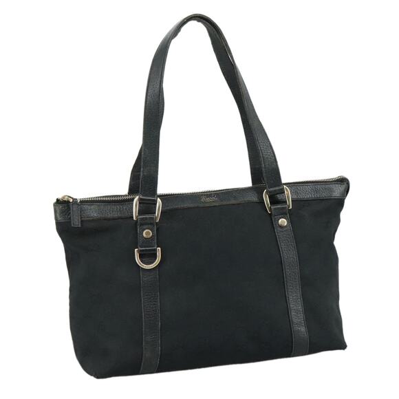 GUCCI GG Canvas Tote Bag Black Gold - Picture 1 of 16